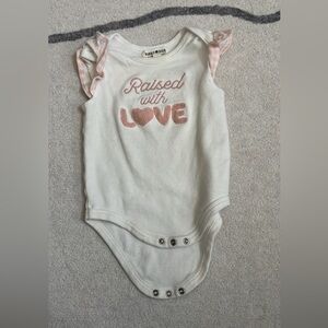 Adorable White and Pink Baby Bodysuit